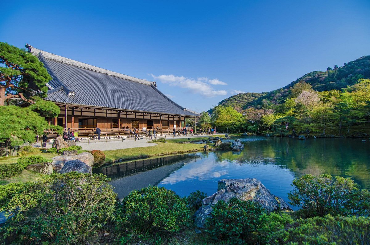 Tenryu-ji in Arashiyama: zentuin met vijver